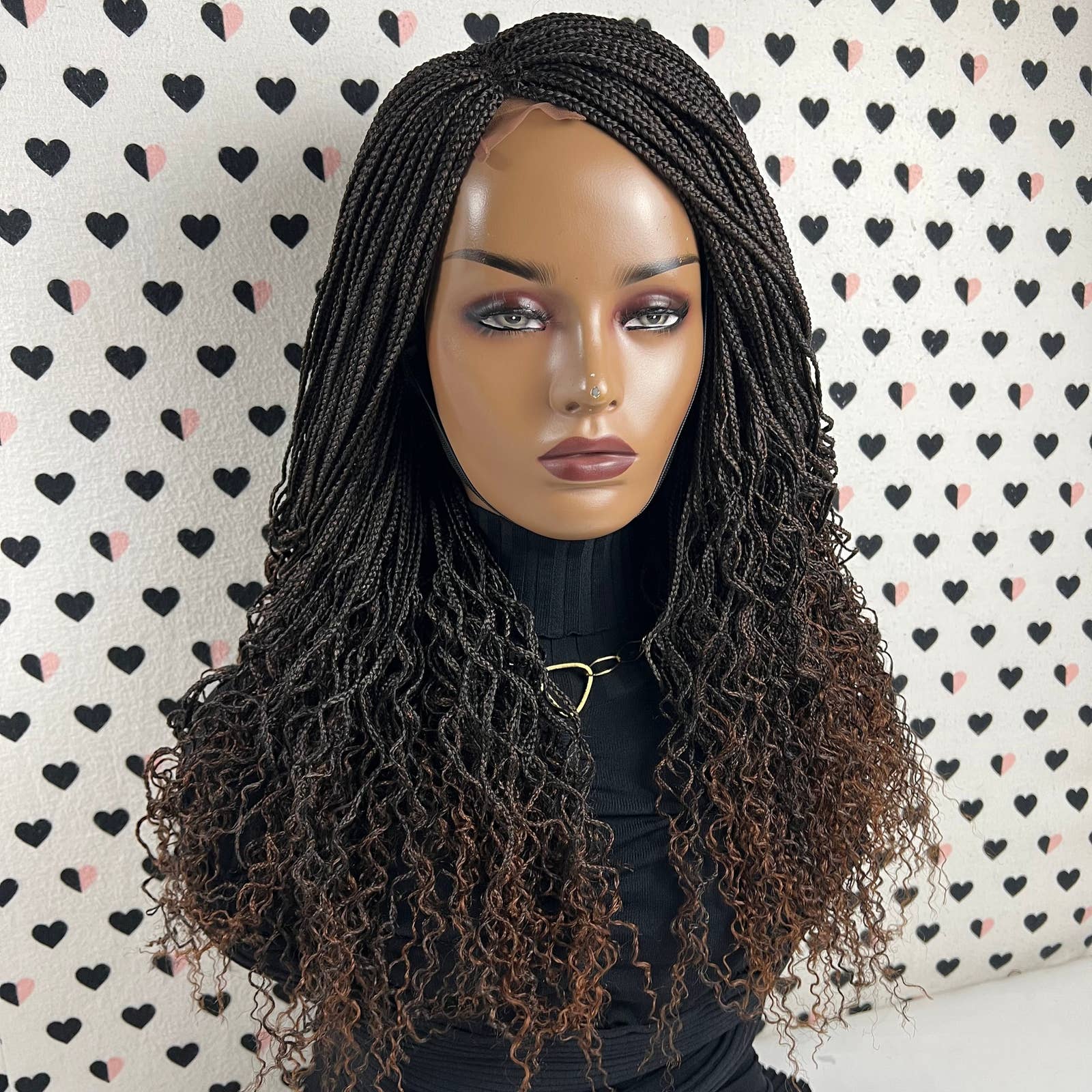 Handmade Braided Lace Wig Goddess Box Braids Lace Front Wig Wt Curly W ...