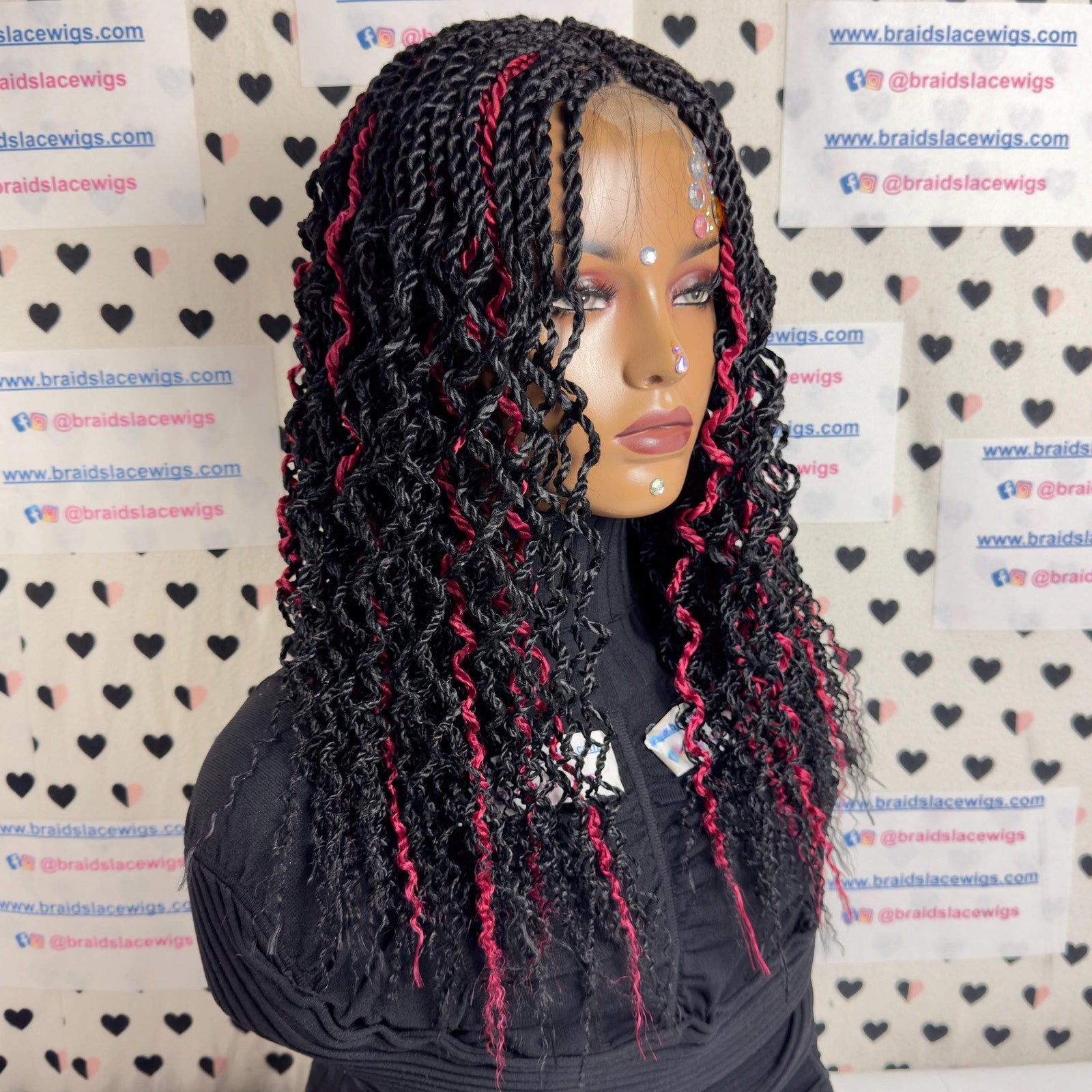 Handmade Wavy Curls Twist Braid Twisted Braided Lace Front Wig With Curly Ends