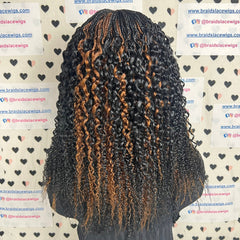 Peluca trenzada con rizos ondulados y medias trenzas con cierre de encaje y caja pequeña para mujeres negras