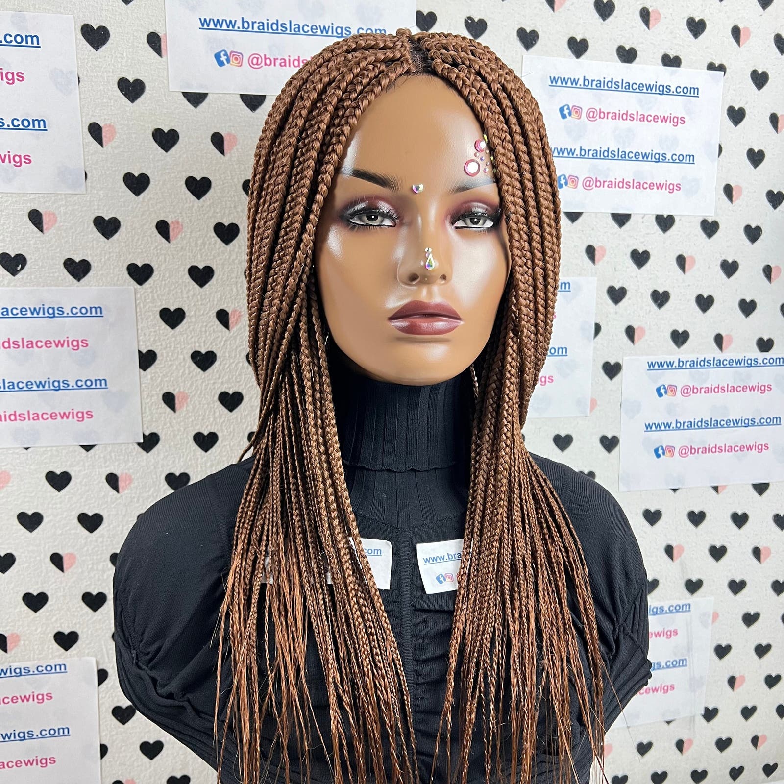 Medium Box Braid Braided Lace Closure Wigs For Black Women 22 Inches Color 30
