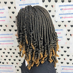 Peluca trenzada del frente del cordón de las trenzas de los rizos de la trenza de la caja rizada frontal del cordón 13x4 para las mujeres negras 1b/27 Ombre