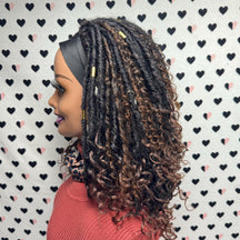 Short Faux Locs Headband Wig Boho Goddess Loc Distressed Curly Faux Dread Locs Wigs For Black Women 1b|30 Ombre