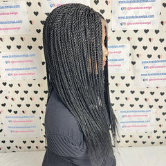 Lace Closure Twist Braided Wig Medium Braids Wigs For Black Women 22 Inches