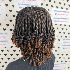 Short Curls Curly Box Braids Braided Lace Front Wig For Black Women Colors 1b/30 Ombre