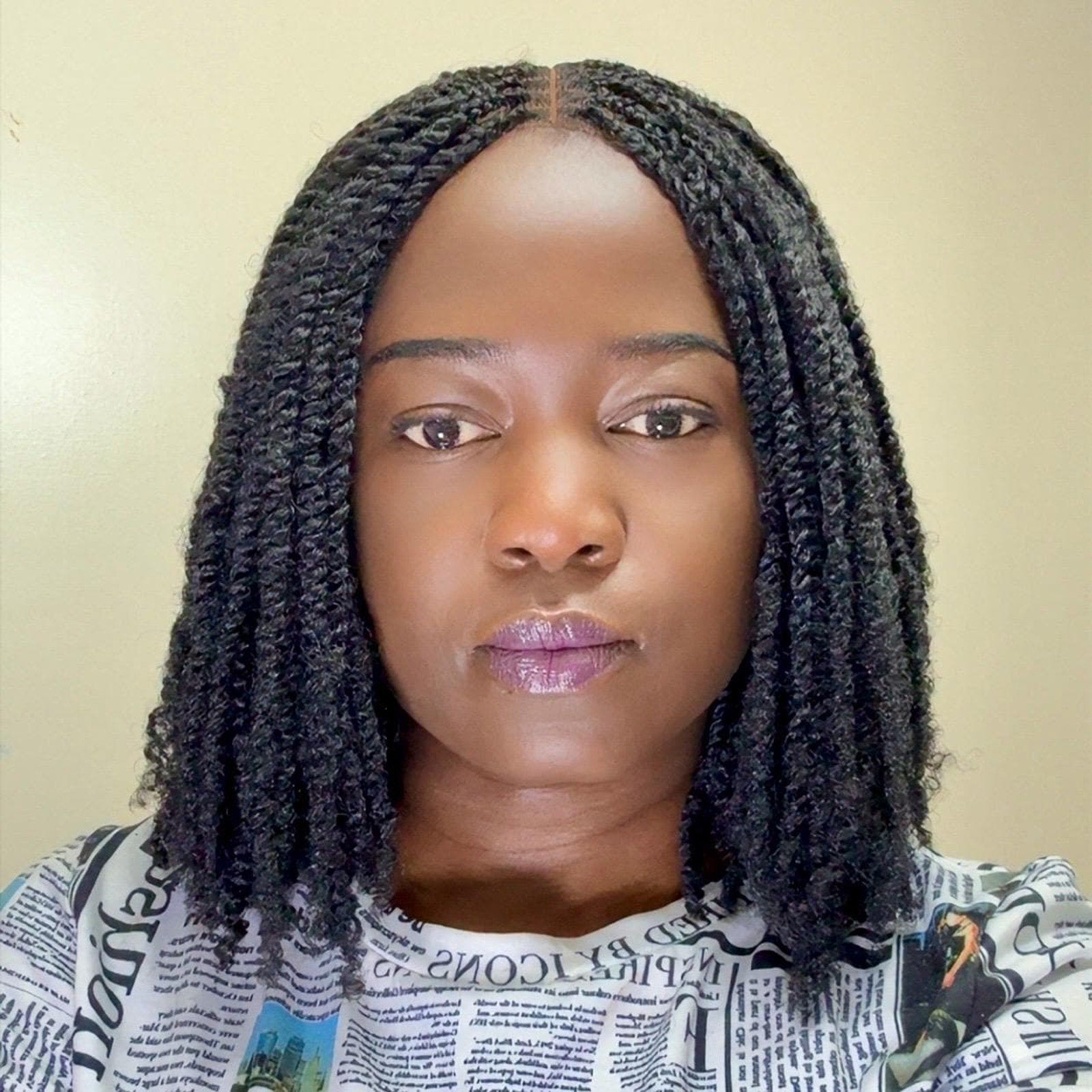 Lace Closure Short Bob Kinky Passion Twist Braided Wig For Black Women 10 Inches