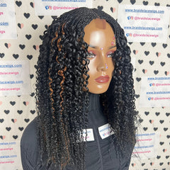 Peluca trenzada con rizos ondulados y medias trenzas con cierre de encaje y caja pequeña para mujeres negras