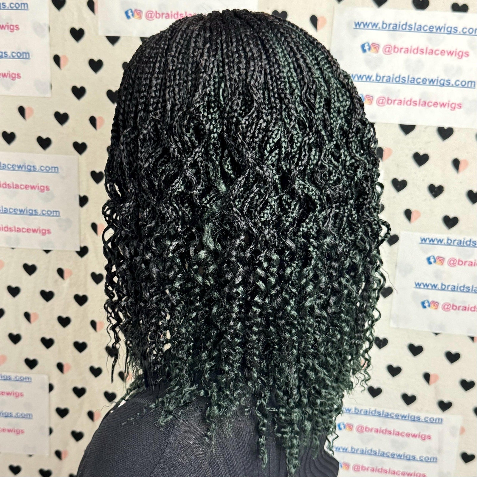 Short Curls Half Box Braids Braided Lace Closure Wigs For Black Women 12 Inches