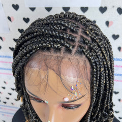 Peluca trenzada del frente del cordón de las trenzas de los rizos de la trenza de la caja rizada frontal del cordón 13x4 para las mujeres negras 1b/27 Ombre