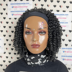 Short Curly Spiral Spring Twist Braids Curls Headband Braided Wigs Black