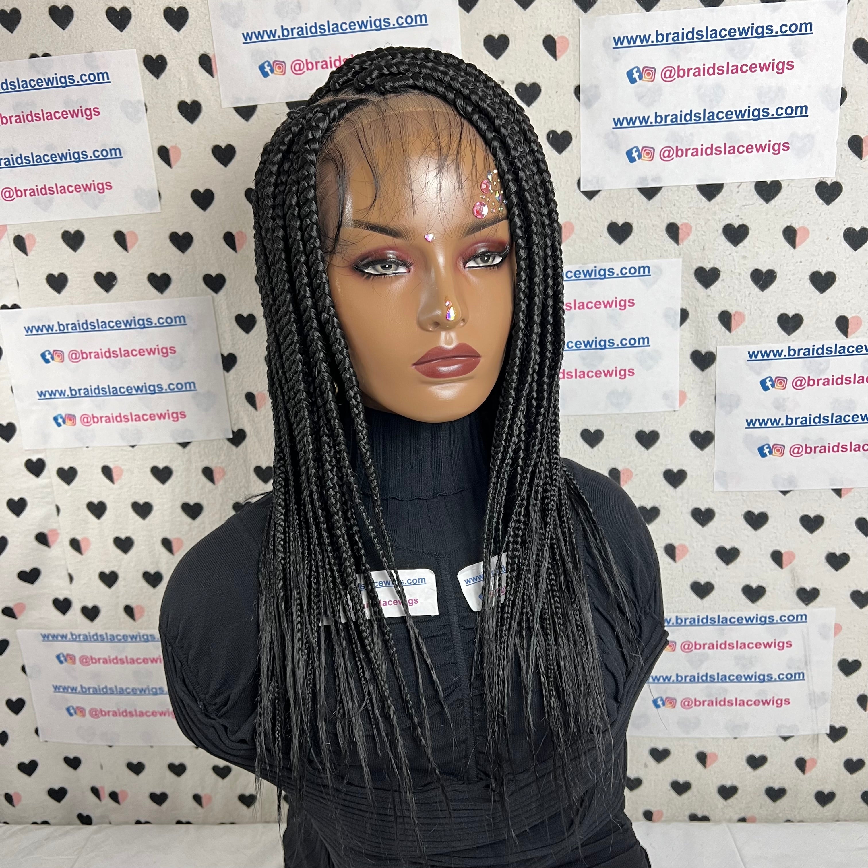 13x6 Lace Frontal Box Braids Braided Wig For Black Women 16 Inches