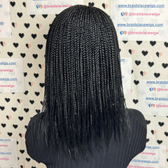 Pelucas con cierre de encaje y trenzas de plumas de caja pequeña para mujeres negras de 12 pulgadas