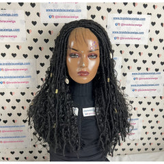 Boho Goddess Loc Distressed Faux Dread Locs Pelucas de encaje sin cola para mujeres negras