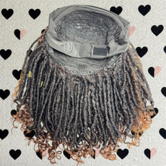 Short Faux Locs Headband Wig Boho Goddess Loc Distressed Curly Faux Dread Locs Wigs For Black Women 1b|30 Ombre