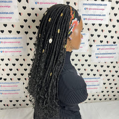 Diadema con rastas falsas, peluca trenzada, rastas rizadas desgastadas, estilo bohemio