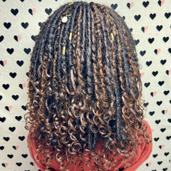 Short Faux Locs Headband Wig Boho Goddess Loc Distressed Curly Faux Dread Locs Wigs For Black Women 1b|30 Ombre