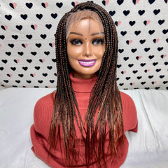 13x6 Lace Frontal V Part Box Braids Braided Lace Front Wig 1b/30 Ombre