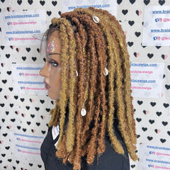 Pelucas cortas de rastas sintéticas de 13 x 4 pulgadas con encaje frontal y rastas desgastadas, peluca trenzada de 14 pulgadas