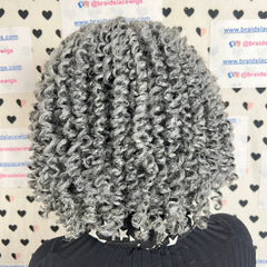 Short Curls Spiral Spring Curl Curly Headband Braided Wigs For Black Women Grey