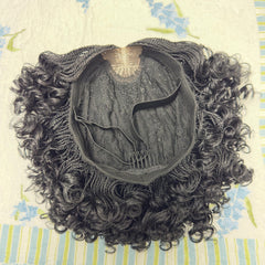 Handmade Micro Twist Short Curly Bob Glueless Braided Lace Closure Wig Black