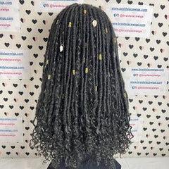 Diadema con rastas falsas, peluca trenzada, rastas rizadas desgastadas, estilo bohemio