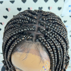 Short Curls Curly Box Braids Braided Lace Front Wig For Black Women Colors 1b/30 Ombre