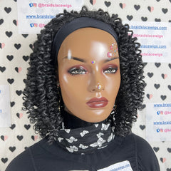 Short Curly Spiral Spring Twist Braids Curls Headband Braided Wigs Black