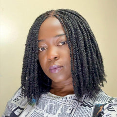 Lace Closure Short Bob Kinky Passion Twist Braided Wig For Black Women 10 Inches