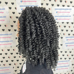 Short Curly Spiral Spring Twist Braids Curls Headband Braided Wigs Black