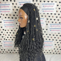 Diadema con rastas falsas, peluca trenzada, rastas rizadas desgastadas, estilo bohemio