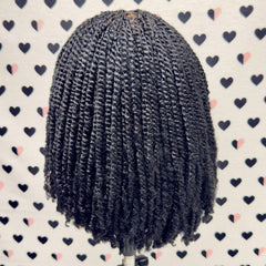 Lace Closure Short Bob Kinky Passion Twist Braided Wig For Black Women 10 Inches