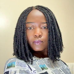 Lace Closure Short Bob Kinky Passion Twist Braided Wig For Black Women 10 Inches