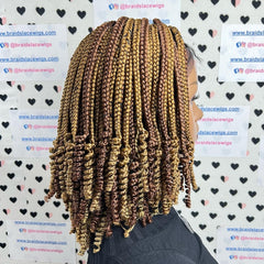 Multicolor Curly Box Braids Braided Lace Front Wig Color 27/30