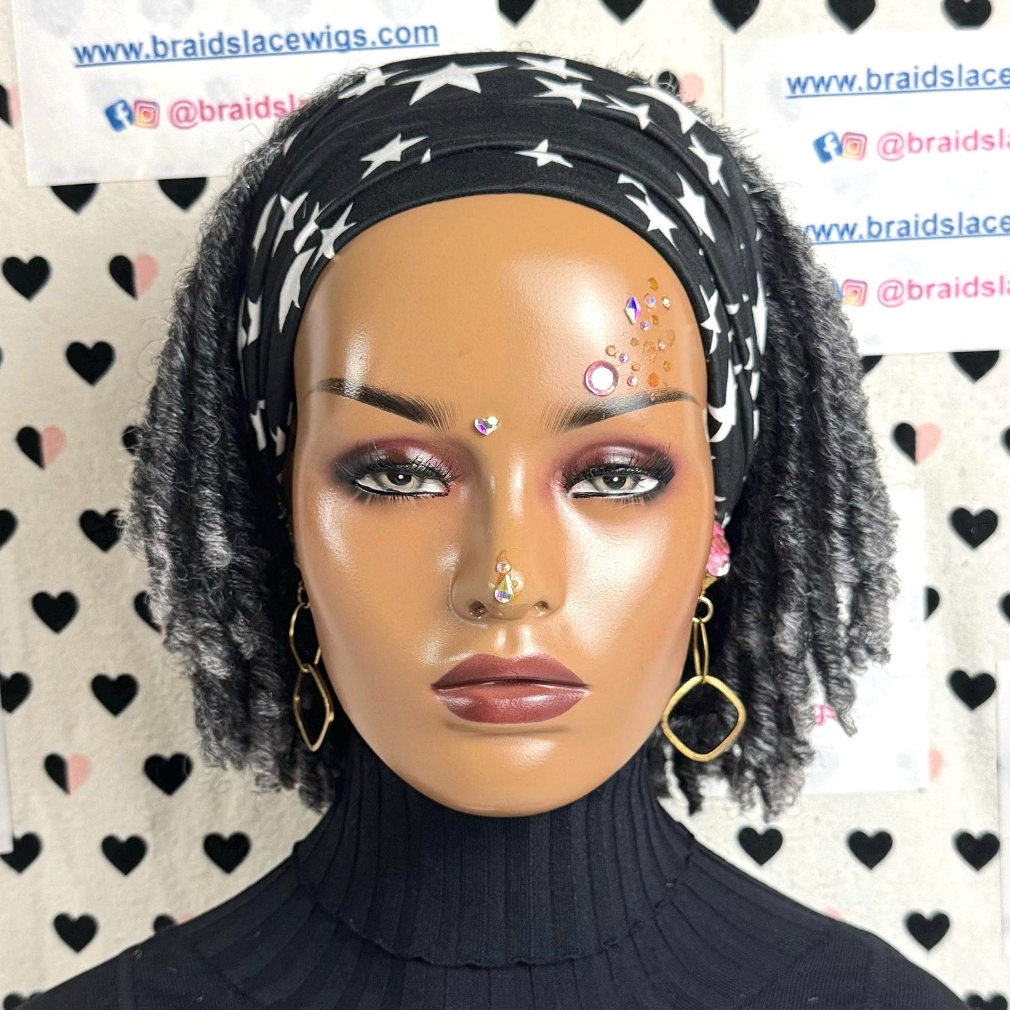 Short Faux Locs Headband Wig Dreadlock Synthetic Afro Twist Braided Wigs For Black Women Grey