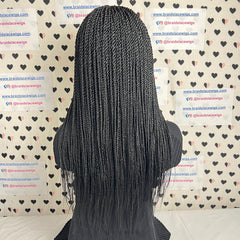 Lace Closure Twist Braided Wig Medium Braids Wigs For Black Women 22 Inches