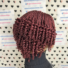 Top Cornrows Box Trenzas Cierre de encaje Rizado ondulado Peluca trenzada corta y rizada 10 pulgadas
