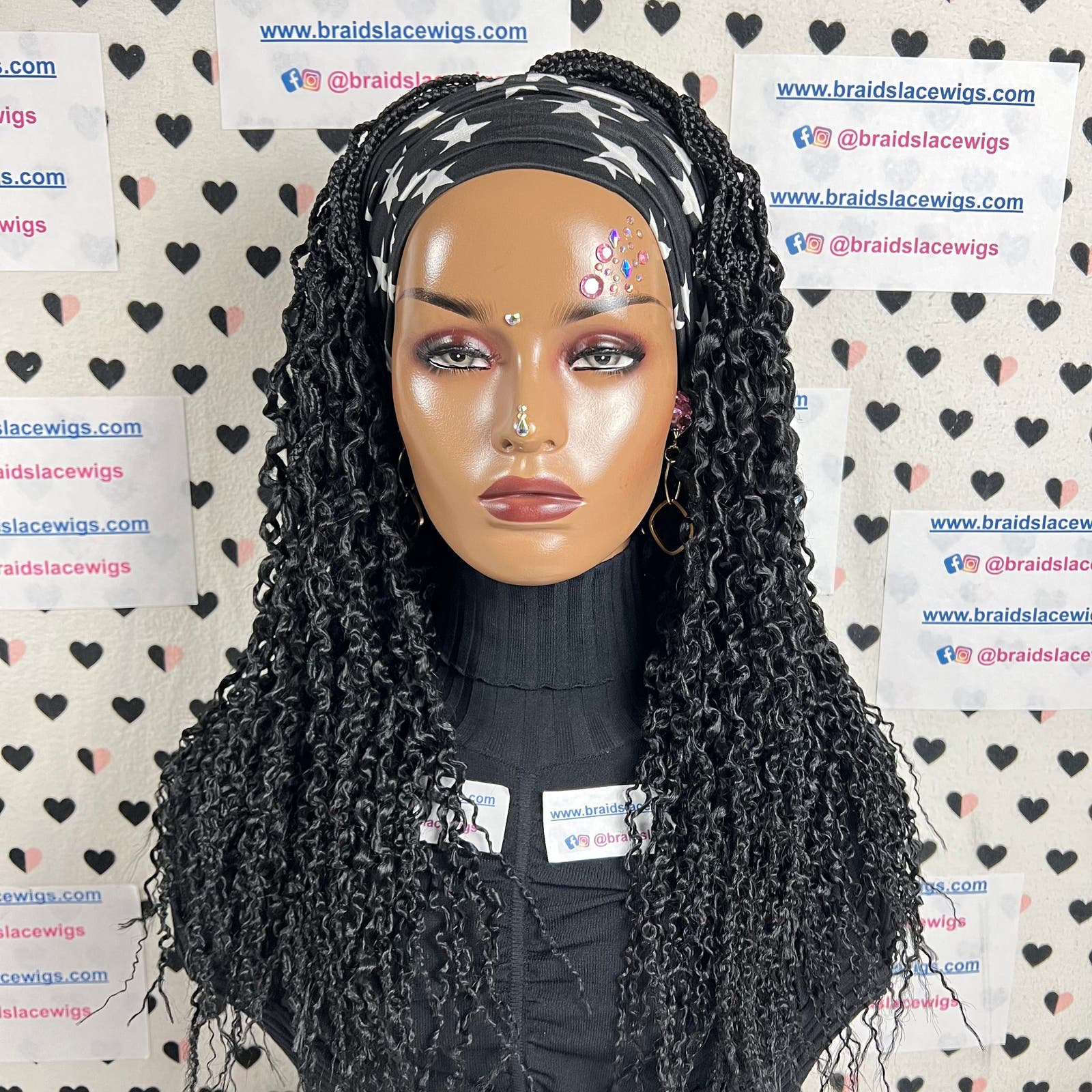 Curly Braids Headband Box Braids Braided Wigs For Black Women With Wavy Curls