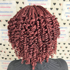 Top Cornrows Box Trenzas Cierre de encaje Rizado ondulado Peluca trenzada corta y rizada 10 pulgadas