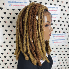 Pelucas cortas de rastas sintéticas de 13 x 4 pulgadas con encaje frontal y rastas desgastadas, peluca trenzada de 14 pulgadas