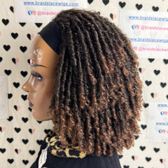 Short Faux Locs Headband Wig Dreadlock Synthetic Afro Twist Braided Wigs For Black Women Color 30