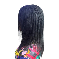 Glueless Tiny Small Braids Short Feathers Twist Braided Lace Closure Wig Black