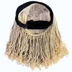 Handmade Blonde Micro Twist Braided Headband Wig with Curly Ends – 613 Golden