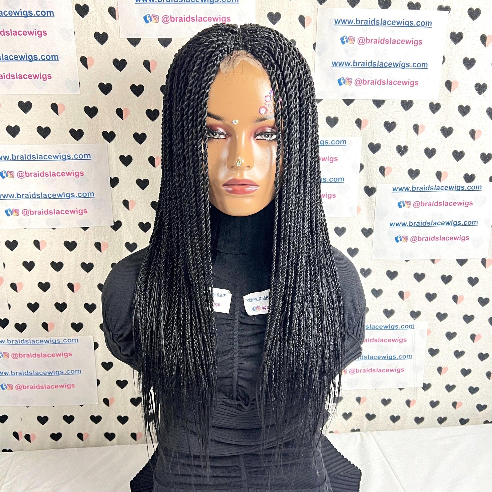Twist Braided Wig Lace Closure Twisted Braids Wigs For Black Women 20 Inches