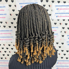 Peluca trenzada del frente del cordón de las trenzas de los rizos de la trenza de la caja rizada frontal del cordón 13x4 para las mujeres negras 1b/27 Ombre