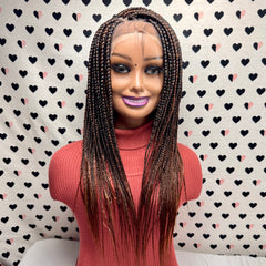 13x6 Lace Frontal V Part Box Braids Braided Lace Front Wig 1b/30 Ombre