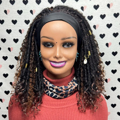 Short Faux Locs Headband Wig Boho Goddess Loc Distressed Curly Faux Dread Locs Wigs For Black Women 1b|30 Ombre