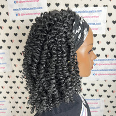Short Curly Spiral Spring Twist Braids Curls Headband Braided Wigs Black