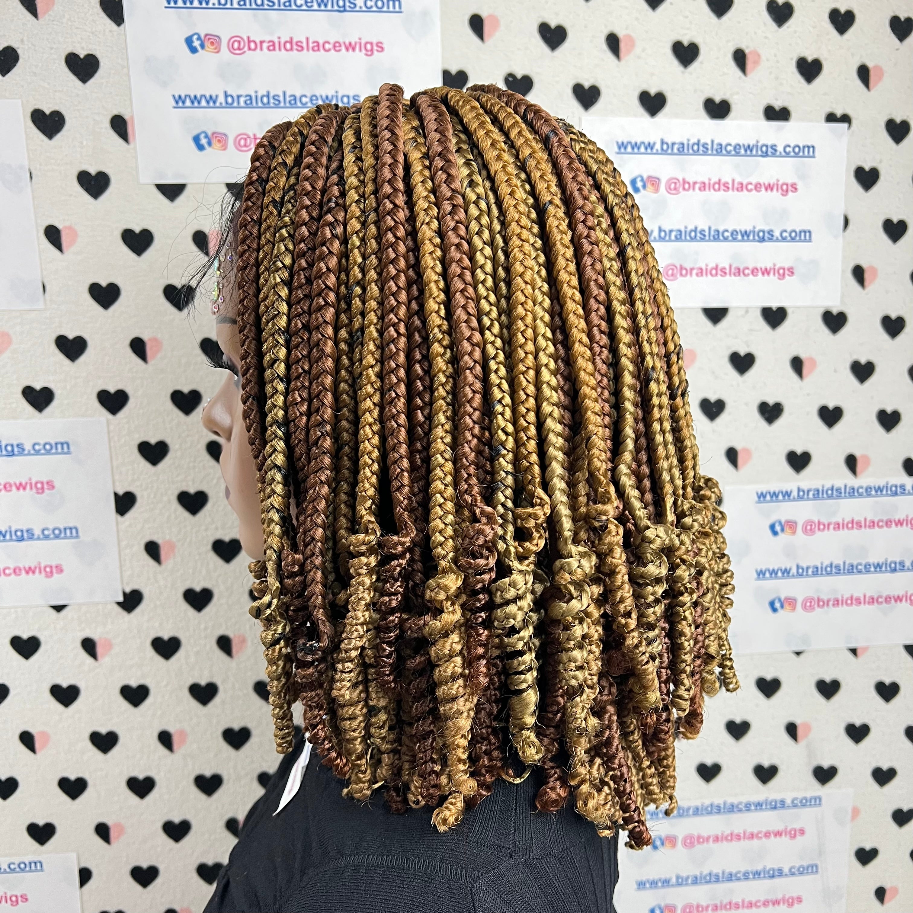 Multicolor Curly Box Braids Braided Lace Front Wig Color 27/30