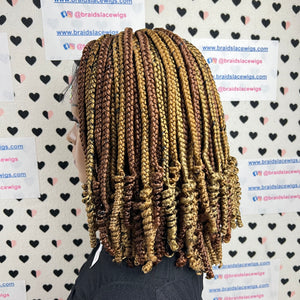Multicolor Curly Box Braids Braided Lace Front Wig Color 27/30