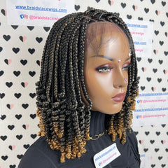 Peluca trenzada del frente del cordón de las trenzas de los rizos de la trenza de la caja rizada frontal del cordón 13x4 para las mujeres negras 1b/27 Ombre