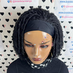 Short Faux Locs Headband Wig Dreadlock Synthetic Afro Twist Braided Wigs For Black Women